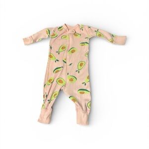 Hanna Andersson Pink Avocado Print Footies One Piece 3-6 mo